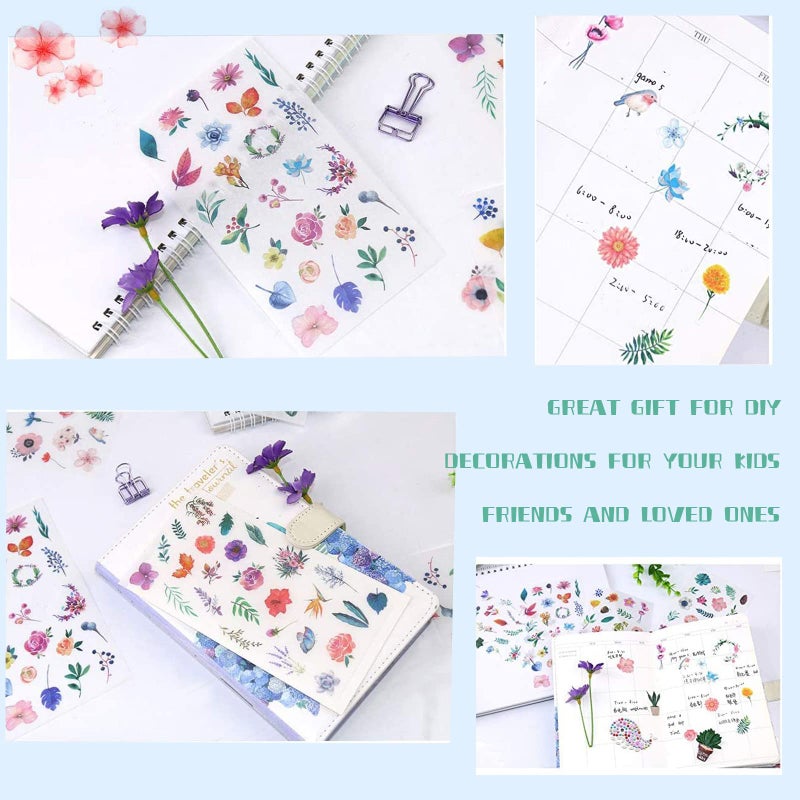 Molshine 12sheets (About 300pieces) Die-Cutting Stickersâ€“Plant Flower Watercolor Series Decals for DIY,Diary Decoration,Laptops,Scrapbook,Luggage,Cars,Books,Sealing-6 Different Patterns x 2 - Image 3